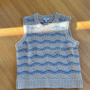 COS Beige and Blue Wave Pattern Vest
